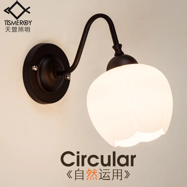 

American pastoral countryside retro single head wall lamp study bedroom bedside lamp aisle corridor light foyer Nordic Mirror