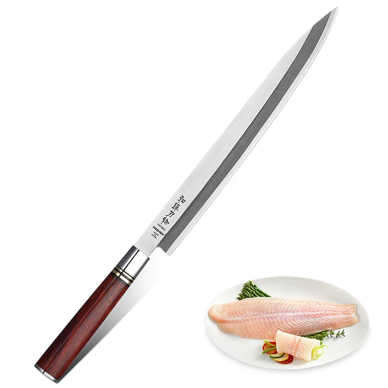 HEZHEN суши Кухня Нож X5Cr15MoV нержавеющая сталь высокое качество 240~ 300 мм японский Gyuto филе рыбы нож палисандр ручка - Цвет: 300mm Blade