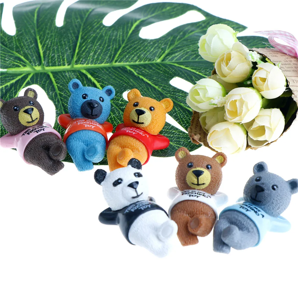 New arrival 6pcs/set cute Resin Bears Miniature Figurine Garden Miniatures Home Decor Accessories