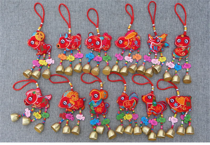 Chinese New Year Of The Pig Stuffed Toy Ethnic Flavor Zodiac Mascot Benediction Child Baby Lucky Pendant Small Bell2