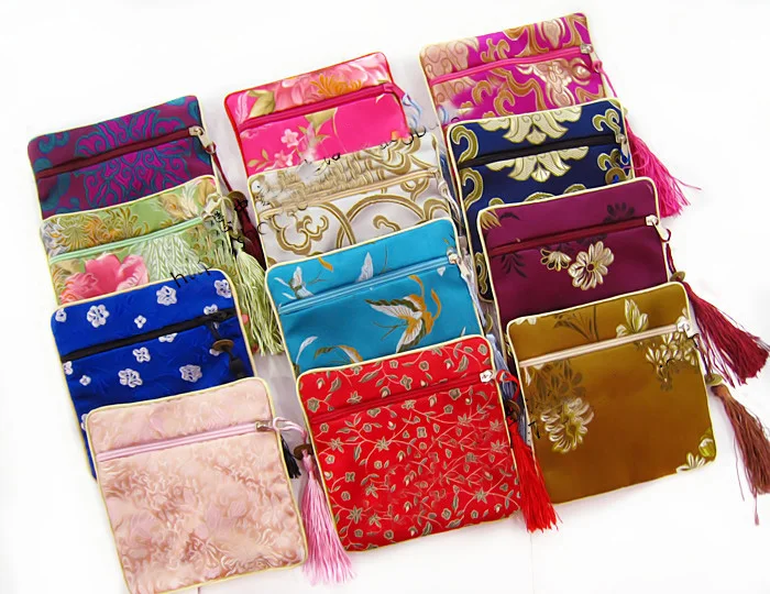 12pcs Silk Coin Purse Storage Bag Jewelry Pouch Chinese Handmade