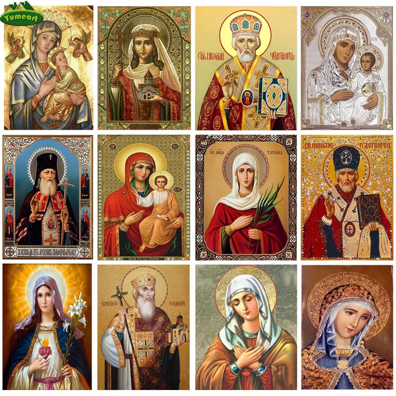 

YUMEART Diy Diamond Painting Religion Icon of St. Nicholas Diamond Mosaic Needlework Crafts Embroidery Cross Stitch Sacred Decor
