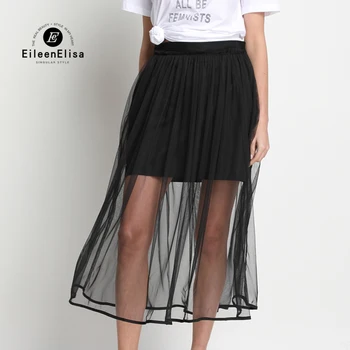 

Women Runway Skirts 2017 Long Black Chiffon Skirt High Quality Runway Summer Luxury Skirt