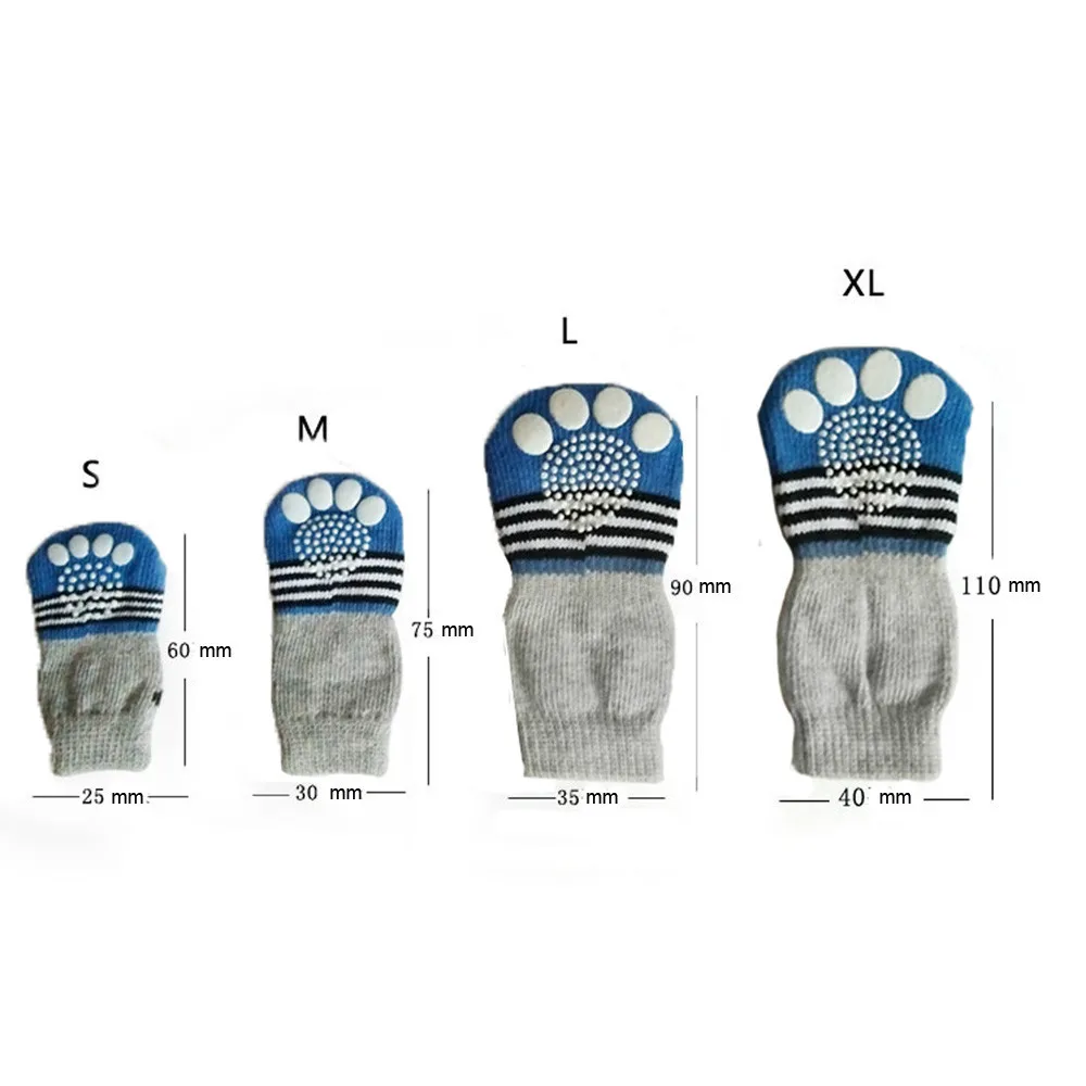 S/M/L/XL 4 шт. носки для собак милые Нескользящие Теплые Носки с рисунком собаки случайный#01