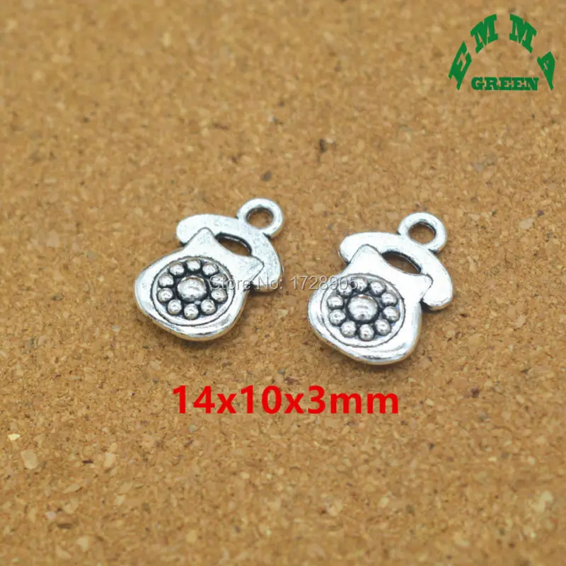 

Telephone Pendant Mini Charms For Jewelry Making Accessories Phone 10 Pcs 14*10*3 mm Antique Silver Plated