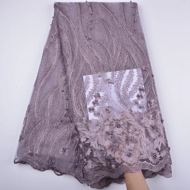 

High Quality African Tulle Lace Fabric With Beads Embroidery Mesh Lace For Women African French Lace Fabric A1300