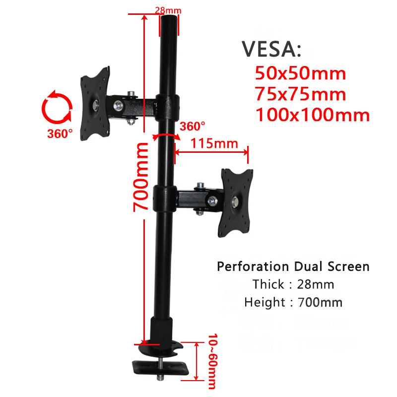360 градусов монитор настольная подставка 1"-25" монитор держатель монитор Arm полный движения кронштейн для монитора 100x100 Vesa крепление - Цвет: CN018