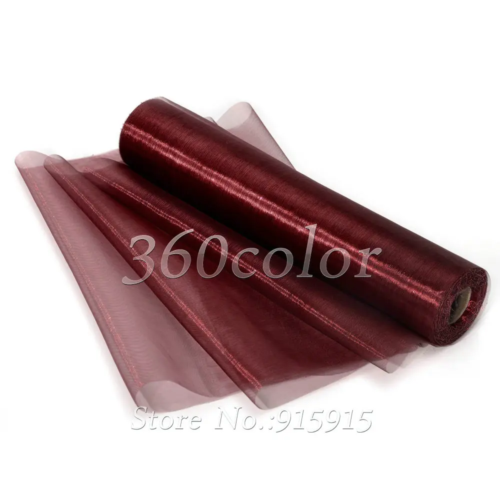 Burgundy Sheer Organza Roll 25Meters x 29cm Wedding party Decoration Chair Bow Sash Table Runner Swag