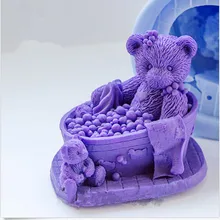 Diy ремесло медведь плесень формы для выпечки ручной работы Тедди в ванной 3d Мыло Плесень силиконовые свечи плесень