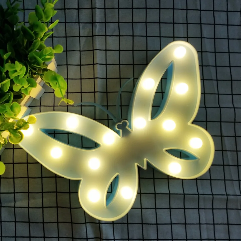 AmmToo праздничный свет 3D led животное Бабочка лампа Рождество огни на стене батарея