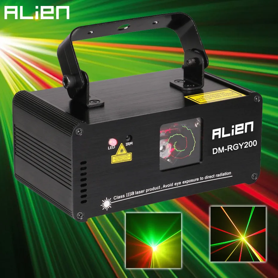 ALIEN Remote DMX512 200mW RGY лазерный сценический светильник ing сканер эффект танец диско DJ вечерние шоу светильник Рождественский проектор светильник s