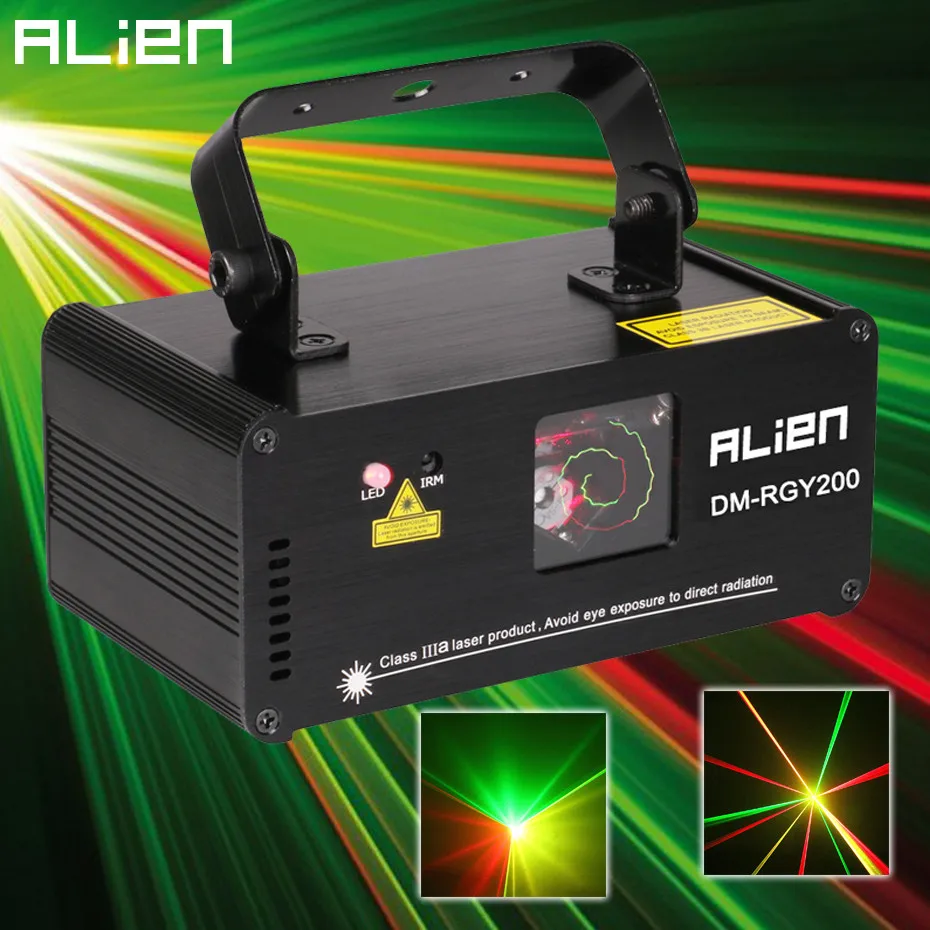 ALIEN дистанционный DMX512 200 МВт RGY лазерный сценический светильник эффект сканера