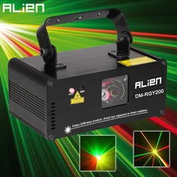 ALIEN-escáner láser DMX512 para iluminación de escenario, dispositivo de 200mW RGY con control remoto, efecto de iluminación para DJ, discotecas, fiestas, espectáculos, luces de proyector de Navidad