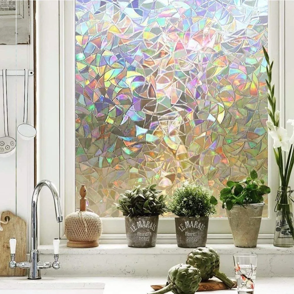 Статическая цепляющая 3D Ластер стеклянная декоративная оконная пленка разбитое стекло солнечное окно наклейка 90 см x 300 см