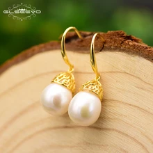 XlentAg Natural Pearl Dangle Earrings Gold Plated For Women Party Gift 925 Sterling Silver Drop Earrings Luxury Jewelry GE0672 double r brand new jewelry earrings for women hot sale yellow gold plated 925 sterling silver drop earrings case04266sc 2