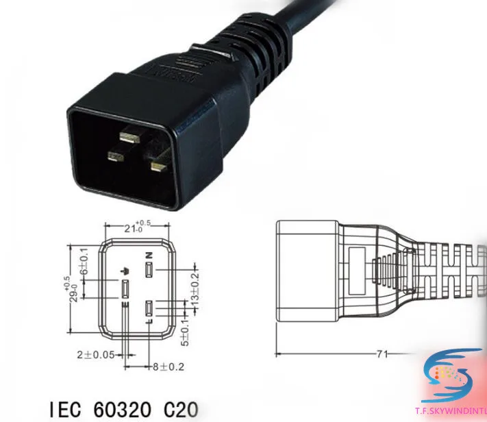 Кабель питания для компьютера IEC32 C19 C20 Male 16A/250 В шнур 3x1.5 мм серверный PDU/UPS|cable