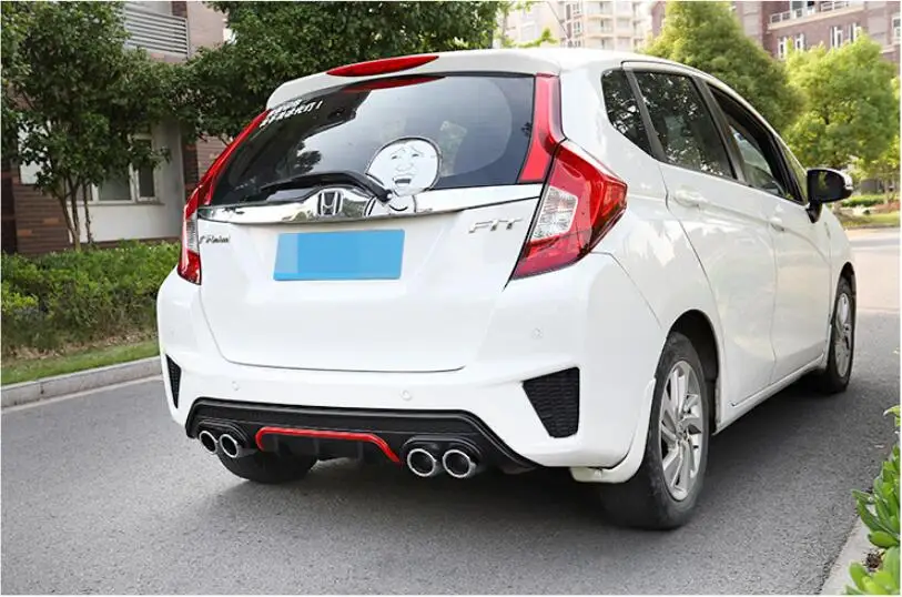 

JIOYNG ABS Rear Bumper Diffuser Spoiler with Exhaust Tips For 14-17 HONDA FIT JAZZ 2014 2015 2016 2017 BY EMS