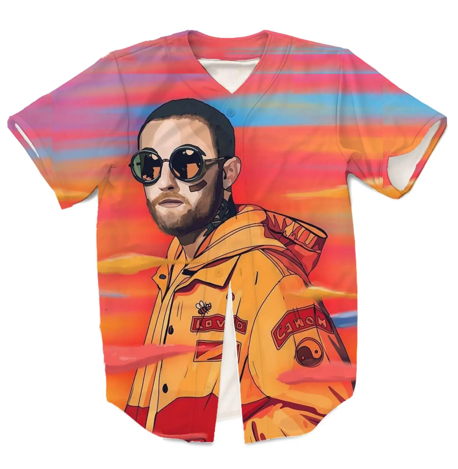 

Real American Size Mac Miller 3D Sublimation Print Custom made Button up Jersey plus size