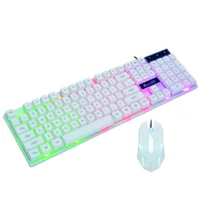 Binmer Keyboards LED Rainbow Color Backlight Adjustable Gaming Game USB Wired Keyboard Mouse Set td1220 Dropship