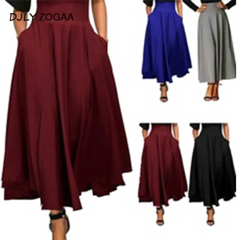 

ZOGAA Fashion New Women's Multi-color Large Swing High Waist Skirts
