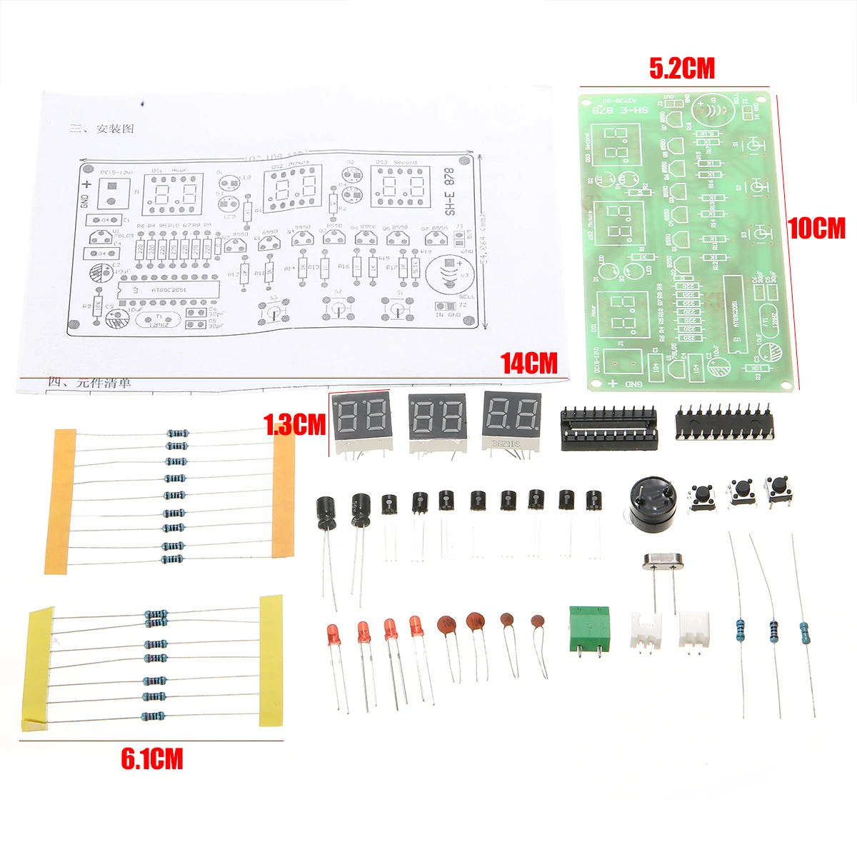 Электронный счетчик часов DIY Kit AT89C2051 5-12 в 6 цифр цифровой светодиодный электронный часы микроконтроллер многофункциональные инструменты времени