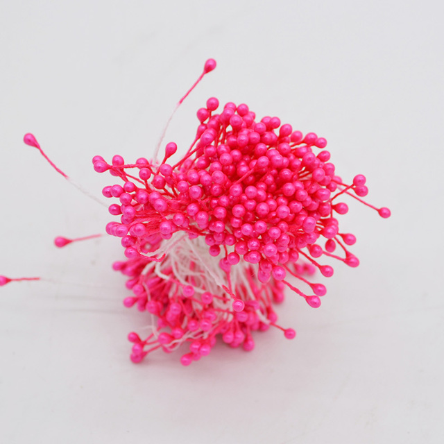 Bundle= (500PCS )Artificial Flower Double Heads Stamen Pearlized Craft Cards Cakes Decor Floral for home wedding party decor