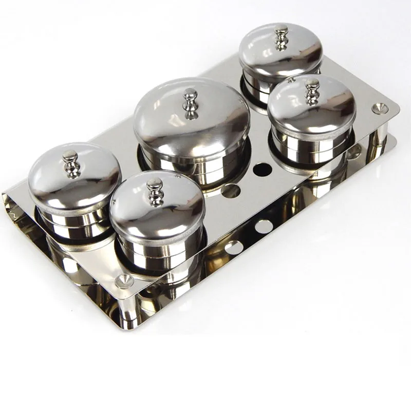 5Pcs/set Manicure Liquid Acrylic Powder Organizer Tray Container Dappen Dish with Nail Brush Holder