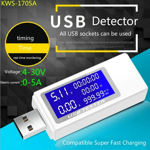 

KEWEISI, USB Voltage, Current, Capacity Timing Power Watt-hour Detection Test Instrument Mobile Charger Power Supply