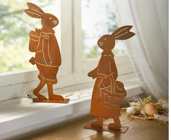 

Free shipping,2pcs/lot,34*14cm,Export rural rustic style rustic style.old rabbit suit, garden decoration, villa Decoration,