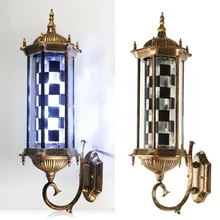 220V светодиодный знак парикмахерской осветительный столб Черный Белый Ретро дизайн Roating салон настенная Подвесная лампа для салона красоты Новинка