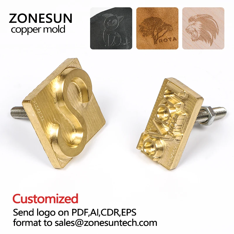 

ZONESUN DIY gift Customized LOGO Hot Brass Stamping Mold Custom Personalized Mould for Wood Leather Cake Branding Iron