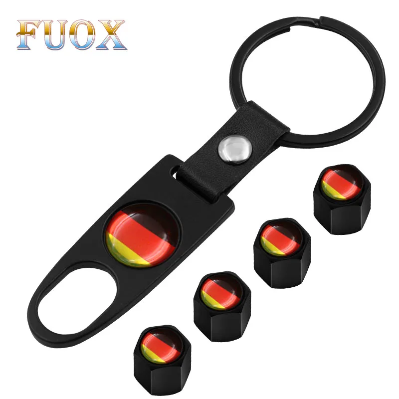 

Car styling Keychain Tire Valve Caps Stem Caps Auto Accessories Styling Dustproof Germany Flag For Audi Benz BMW Volkswagen
