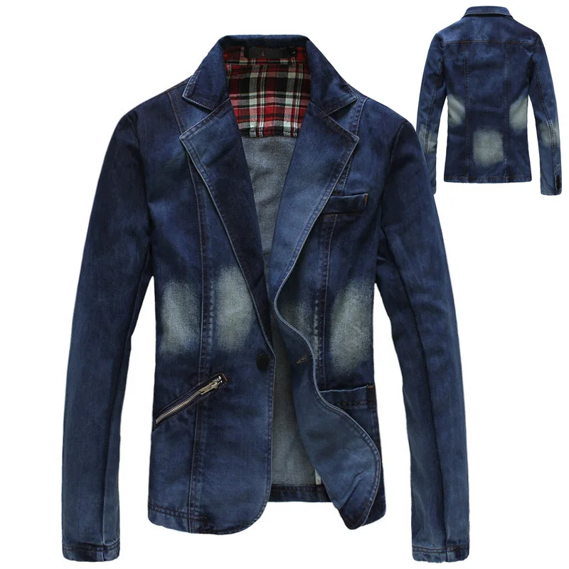 mens blue jean blazer