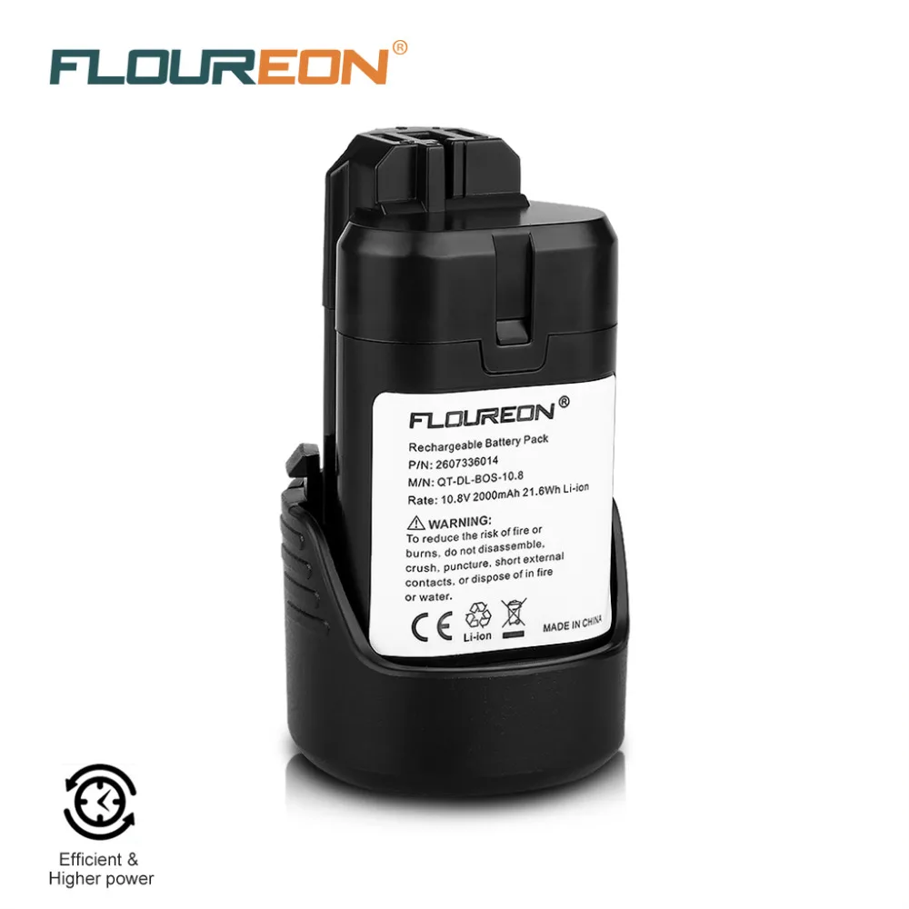 

FLOUREON for Bosch 10.8V 2000mAh Rechargeable Battery Pack Power Tools Battery Li-ion for Bosch 2 607 GSB GSR PS BAT411 412A