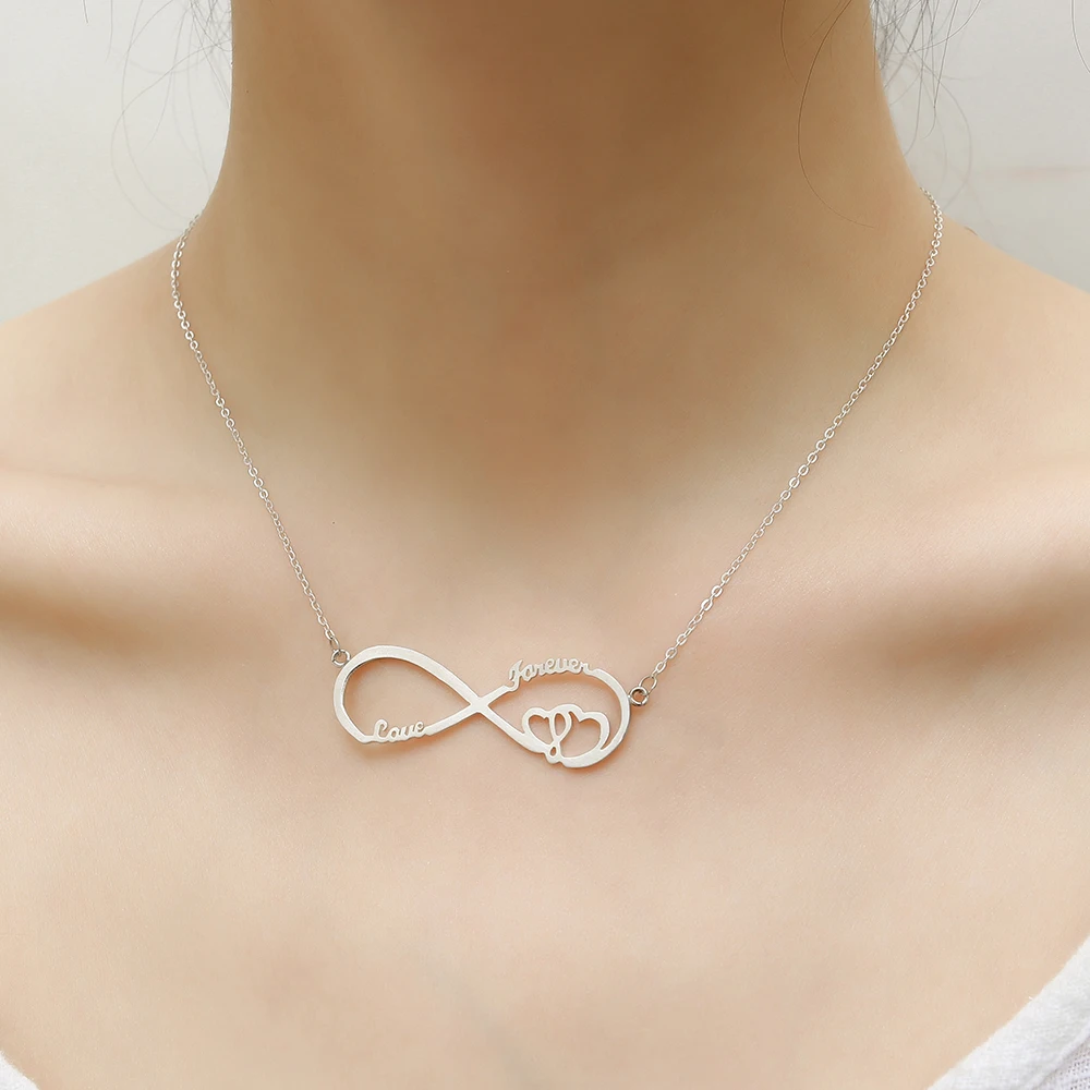 L11 925 Sterling Silver Infinity Personalized Name Necklace for Woman Customized Two Name Nameplate Necklace Custom Lover Gift (1)