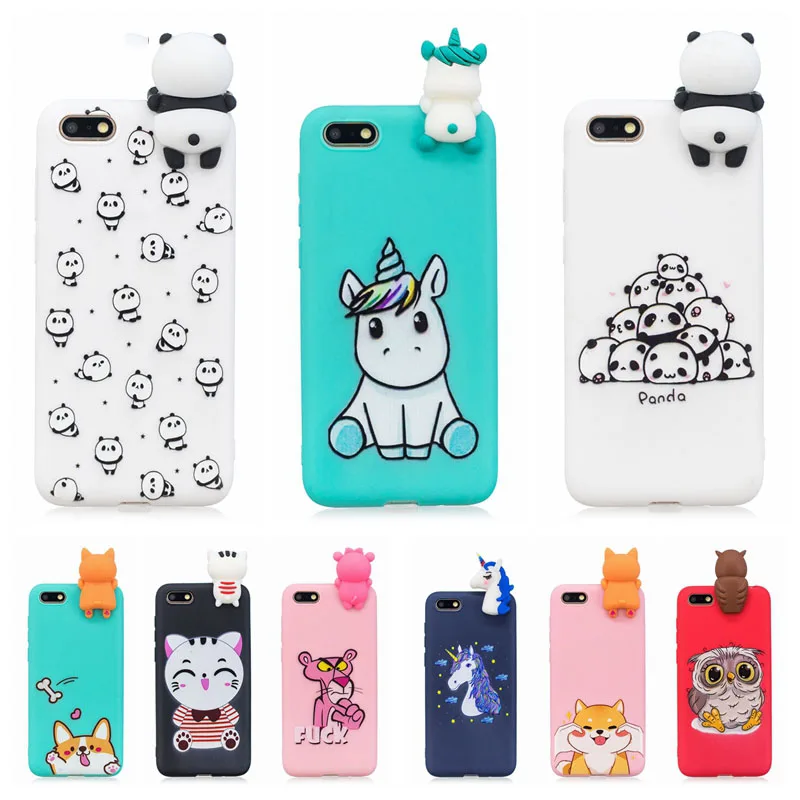 

Honor 7A Case Cover on Huawei Honor 7A dua-l22 Cute 3D Panda Unicorn Silicone Case for funda Huawei Y5 2018 Case 5.45 inch women