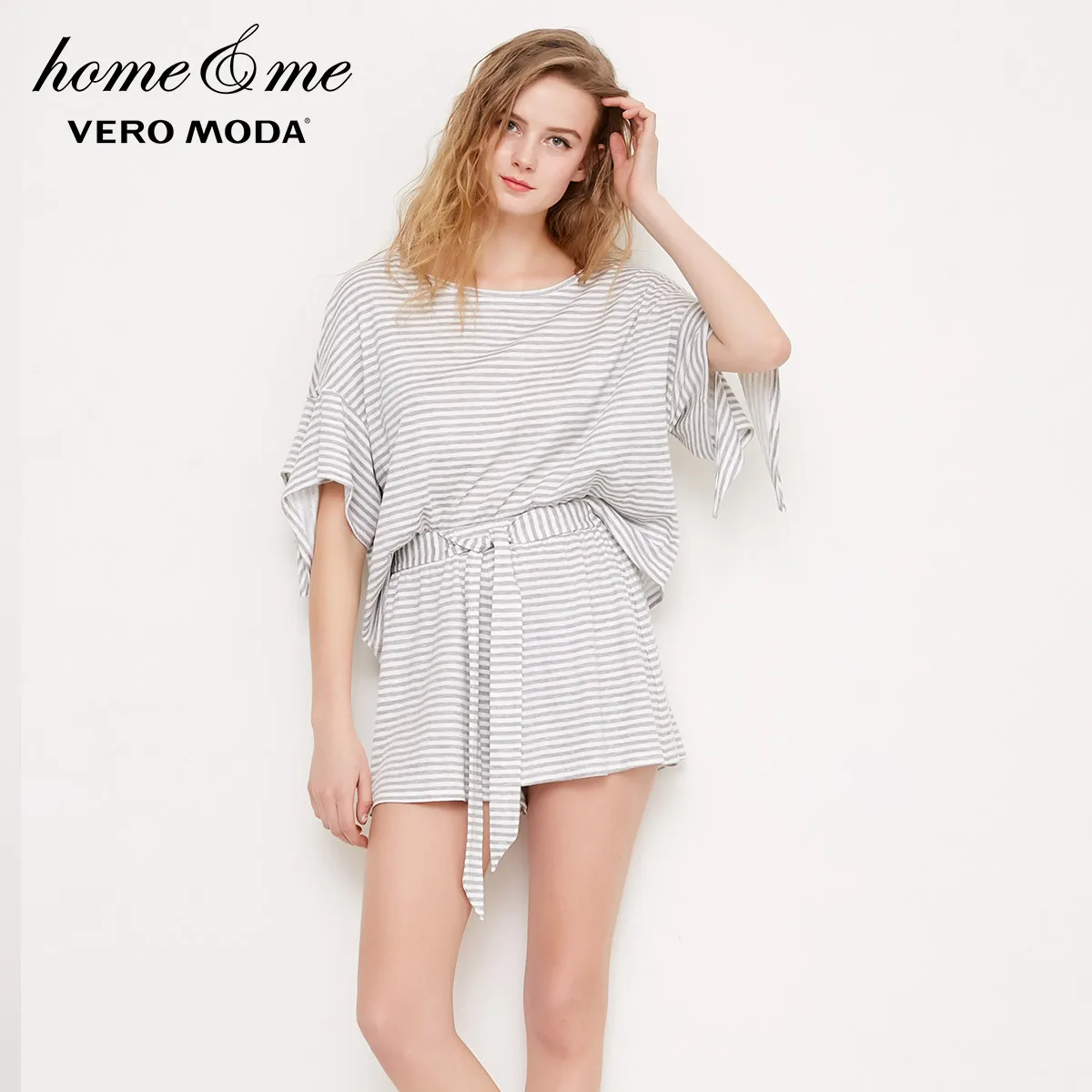 Vero Moda Новая Женская Полосатая Пижама с круглым вырезом и короткими рукавами Топ | 318201597