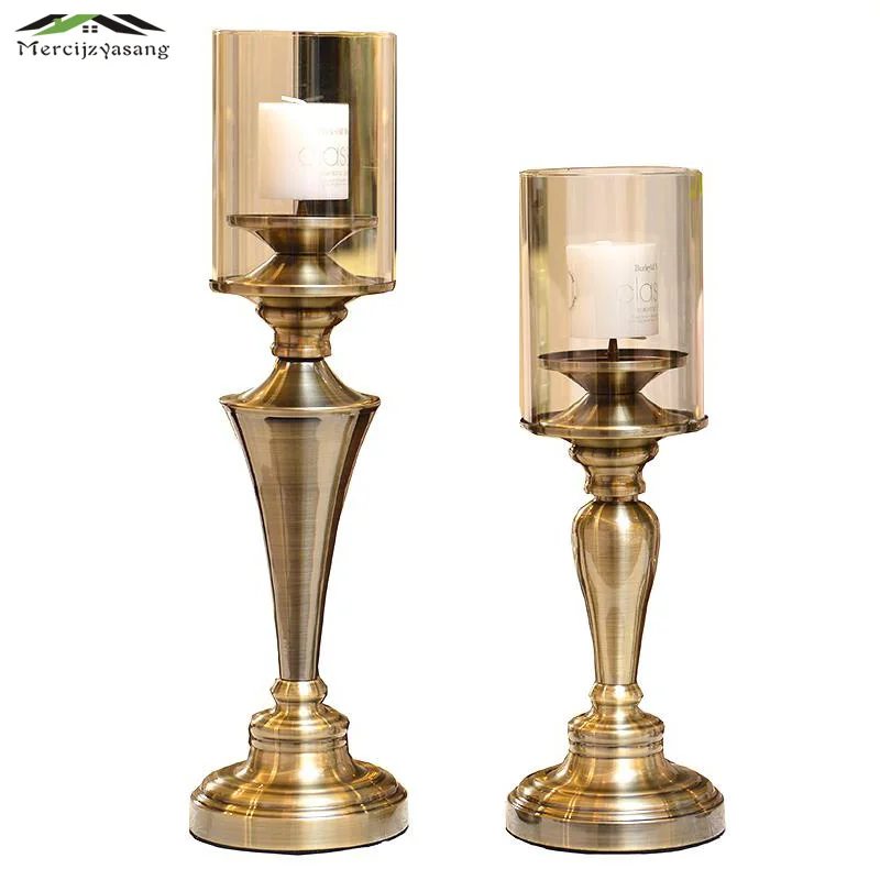 Glass Metal Candle Holder European Votive Candlestick Romantic Candle