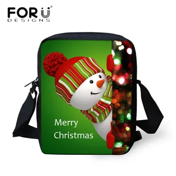 

FORUDESIGNS Women Mini Cross Body Bags Merry Christmas Snowman Print Messenger Handbag for Ladies Shoulder Tote Bolsa Feminina