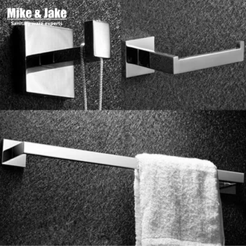 

Free shipping,304# Stainless Steel Bathroom Accessories Set,Robe hook,Paper Holder,Towel Bar,Soap basket,bathroom sets