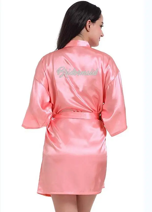 PDTY 01 Silver Writing Bridal Wedding Robes Bride Bridesmaid Maid of Honor Women Party Robe Name and Date Get Ready Robes