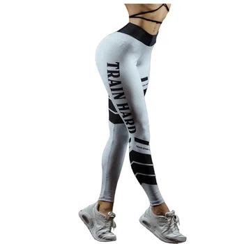 

SALSPOR Fitness Leggings Women High Waist Elasticity Letter Print Sport Legging Breathable Push Up Tummy Control Female Pants