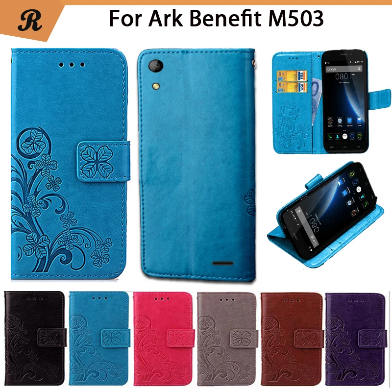 

HSEALINCO Wallet Case For Ark Benefit M503 PU Leatehr Flip Magnetic Cover With Strap Embossing Mobilephone Bag