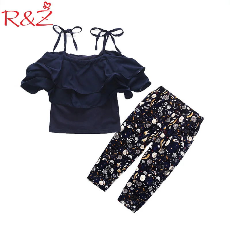 Комплект одежды R &amp ZGirls Детские Модные топы брюки с цветочным рисунком комплект