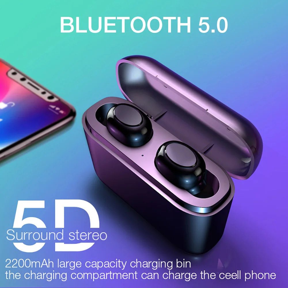 

Bluetooth Earphone 5D Stereo TWS Wireless Earbuds Waterproof Handsfree with 2200mAh Power Bank Auriculares Bluetooth Inalambrico