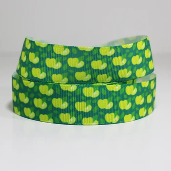 

50 Yards 7/8" 1" 1.5" 2" 3" 22mm 25mm 38mm 50mm 75mm Green Apple Fruit Printed Grosgrain Ribbon For Headband Hair Bow Hair Tie