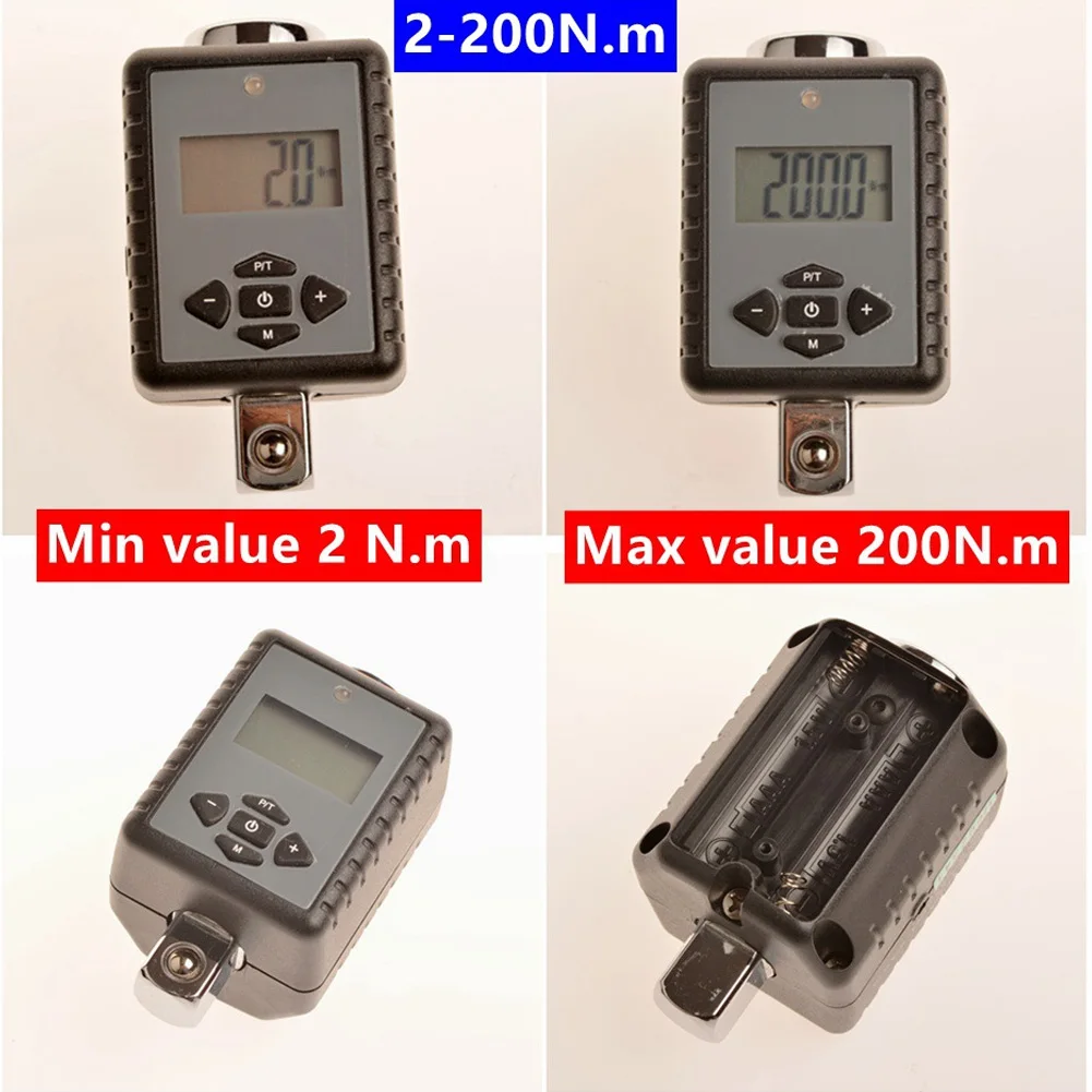 1/2 дюймов цифровой с адаптером селфи-стик 10-200Nm ключ с регулируемым крутящим моментом черный велосипед инструменты для ремонта автомобилей Сталь Портативный Дисплей головы Инструмент прочный