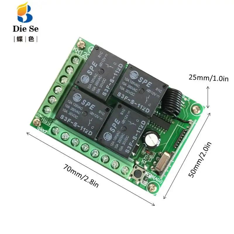 433 МГц универсальный пульт дистанционного управления 110 В 220 в 250 в 2200 Вт 4CH релейный модуль приемника 4 кнопки дистанционного управления светильник для гаражной двери переключатель