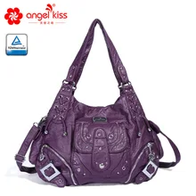 Маленькая стильная сумка-хобо из искусственной кожи, Женская Мини Повседневная дорожная сумка для покупок, сумки с металлическим украшением через плечо для женщин