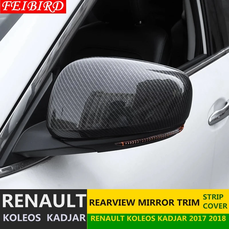 

Door Side Wing Rearview Mirror Case Side Mirror Frame Cover Trim For Renault Koleos Kadjar 2017 2018 carbon fiber / bright style